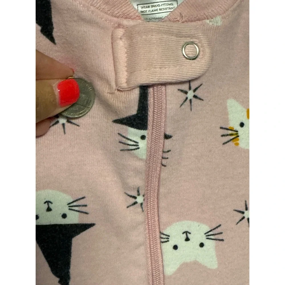 Hanna Andersson Pink Witch Cat Halloween Organic Cotton Sleeper Pajamas 2T 85cm